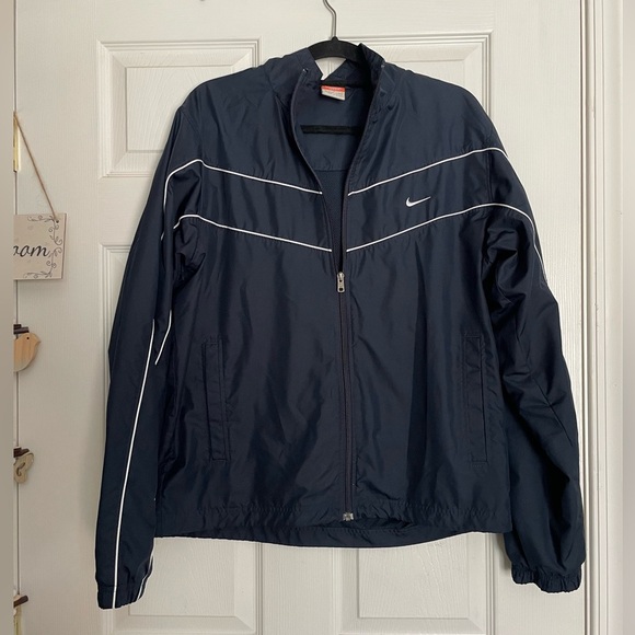 Nike Rain Navy Jacket with White Accents - Picture 1 of 3